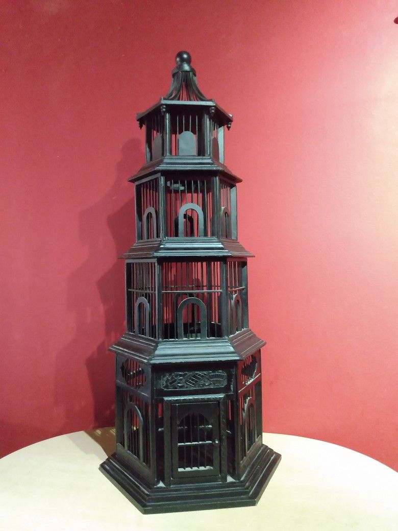 4 Story Bird Cage Vintage Ornate Wood stackable Design Birdhouse Avian Decoration Art - Casa Pajaro