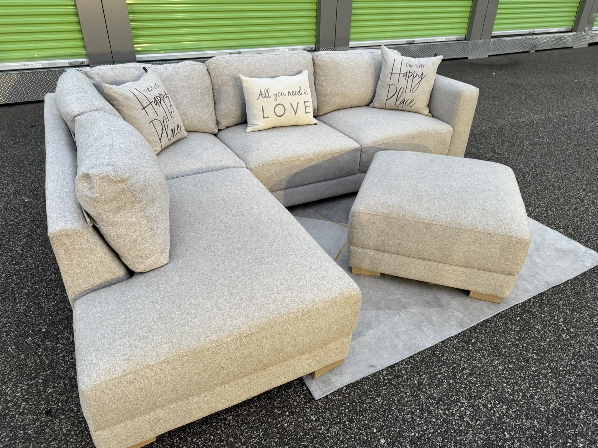 FREE DELIVERY AND INSTALLATION - Maycen Fabric Sectional Gray Color (Ottoman Included)