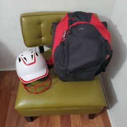 Softball Bag And Helmet