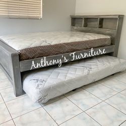 Full Size Bed & Twin Rollout Mattress 