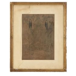 Joseph Pennell Original Ink Drawing — Rouen Cathedral — Signed — Circa 1907 — Framed