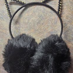 Earmuffs With Rhinestone Lined Cat Ears