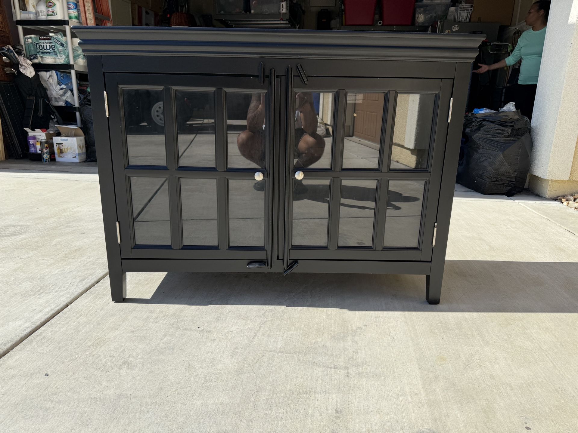 Wooden Cabinet With Glass Doors