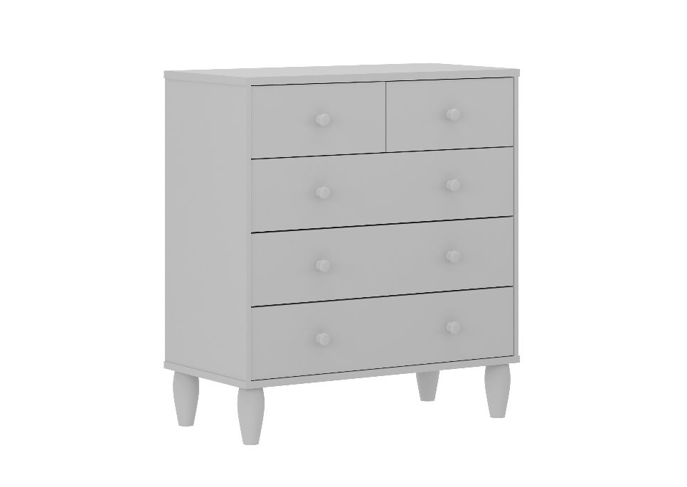 Buzz & Bloom Large Kids 5-Drawer Wood Dresser Chest for Bedrooms, Gray