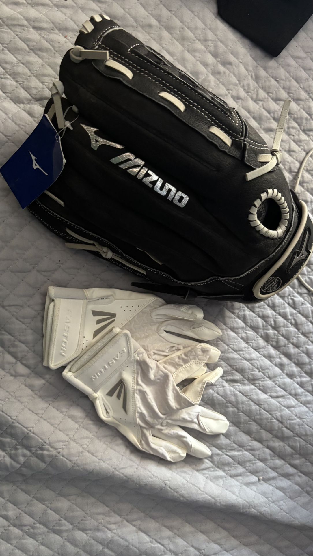 Softball glove and batting gloves