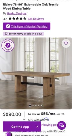 Rickye 78-96" Extendable Oak Trestle Wood Dining Table