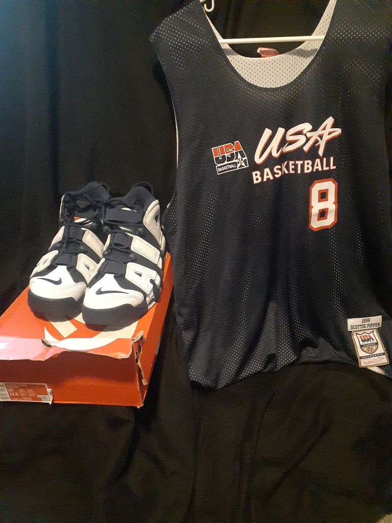 Nike more uptempo Olympic bundle size 10 with pippen usa Jersey size medium