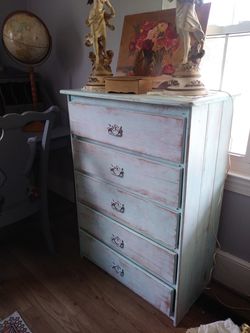 Aqua blue painted chest of drawers