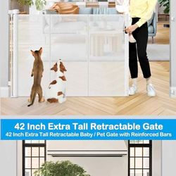 42 Inch Tall retractable baby and pet gate