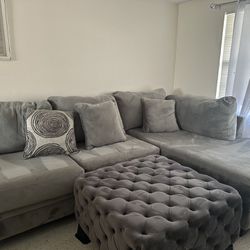 Microsuede Grey Sectional Couch