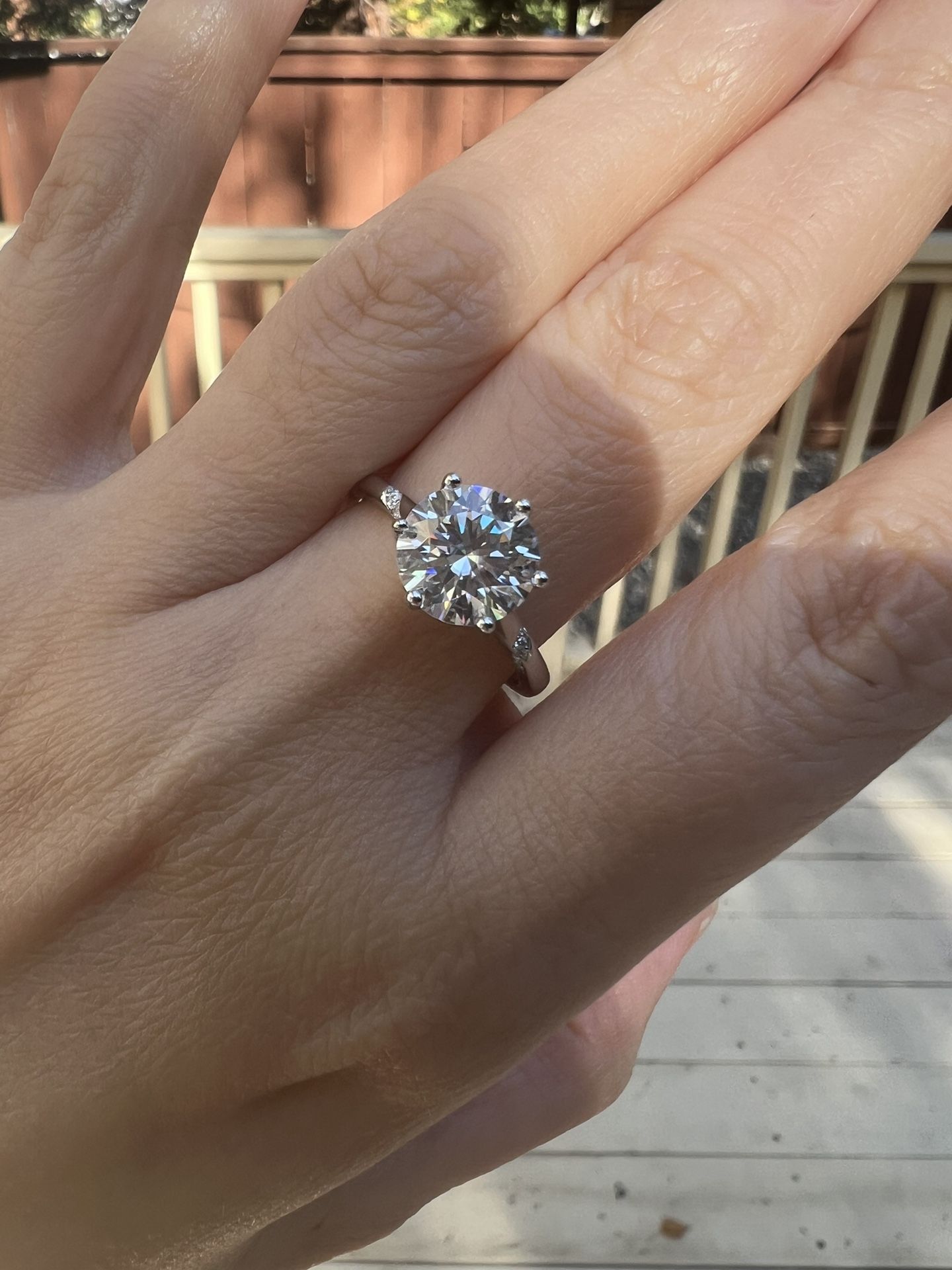 New Moissanite 10H10A Engagement Ring 3CT, 18K White Gold Plated Sterling Silver