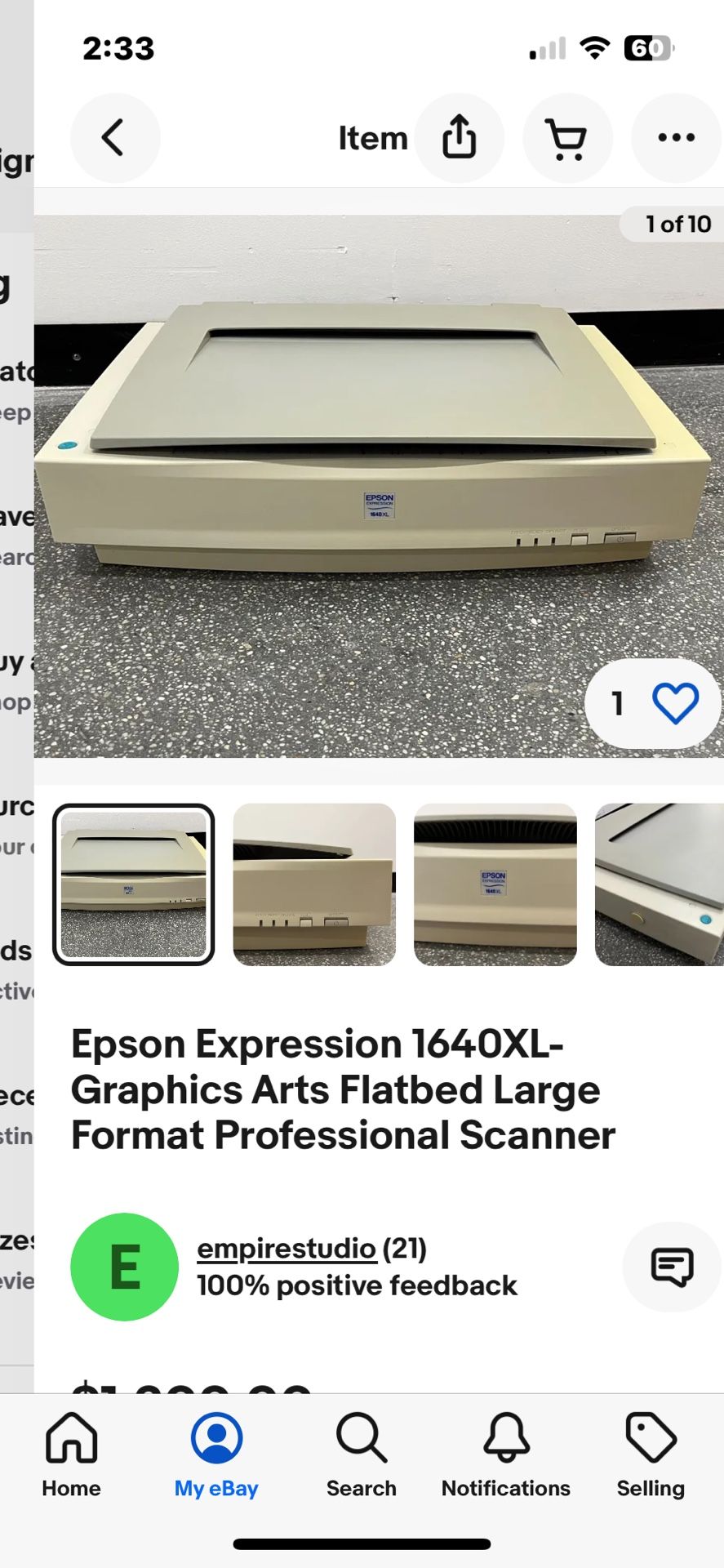 EPSON 1640 XL Scanner [Used Like New-$450