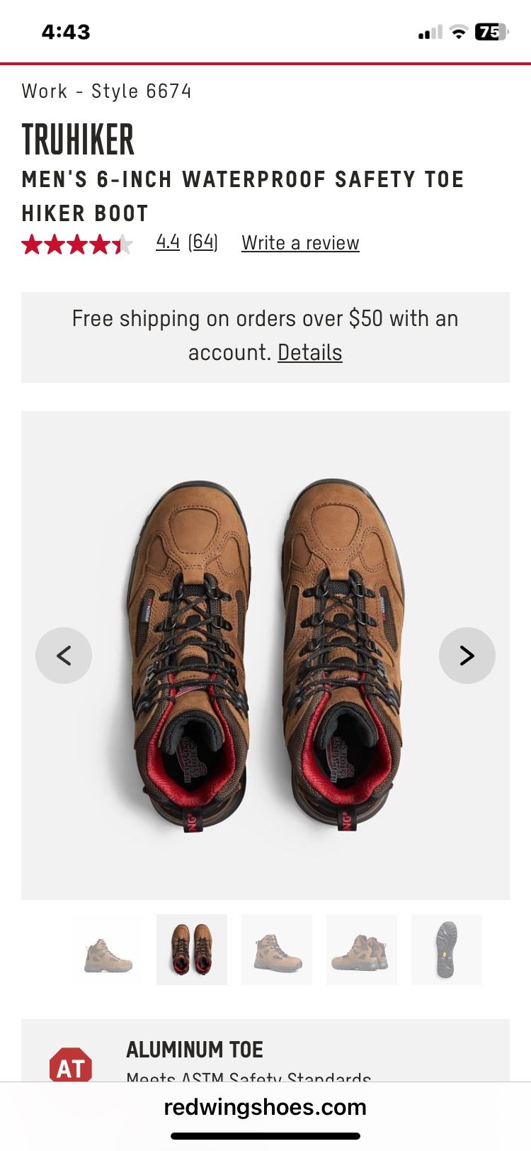 Red Wing Truhiker 6674 (men’s 12 D)