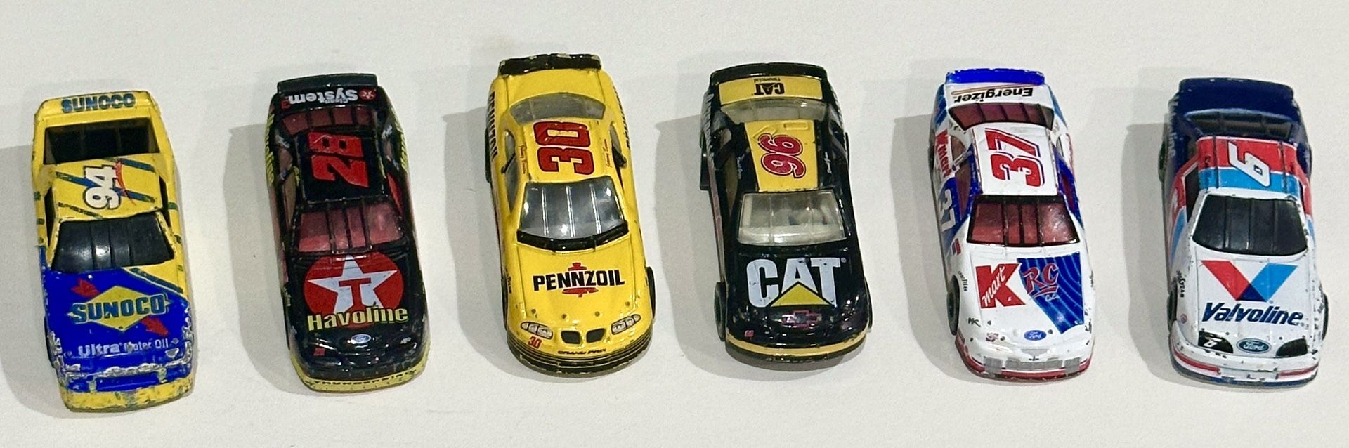 6 Diecast NASCAR Racing Champs, Hot Wheels, Revell #94, #30, #28, #37, #6 #96