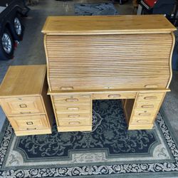 Desk With File Cabinet For Sale