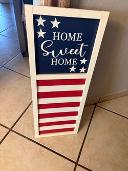 Patriotic Home Sweet Home Decorative Wood Sign