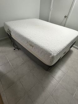 Queen size power bob bed frame and memory foam mattress