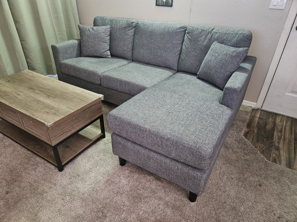 Living Spaces "Stark" Reversable Sofa With Chaise