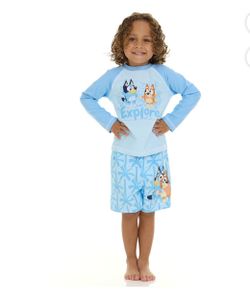 NWT Bluey 2 piece rashguard and swim trunks size 6/7