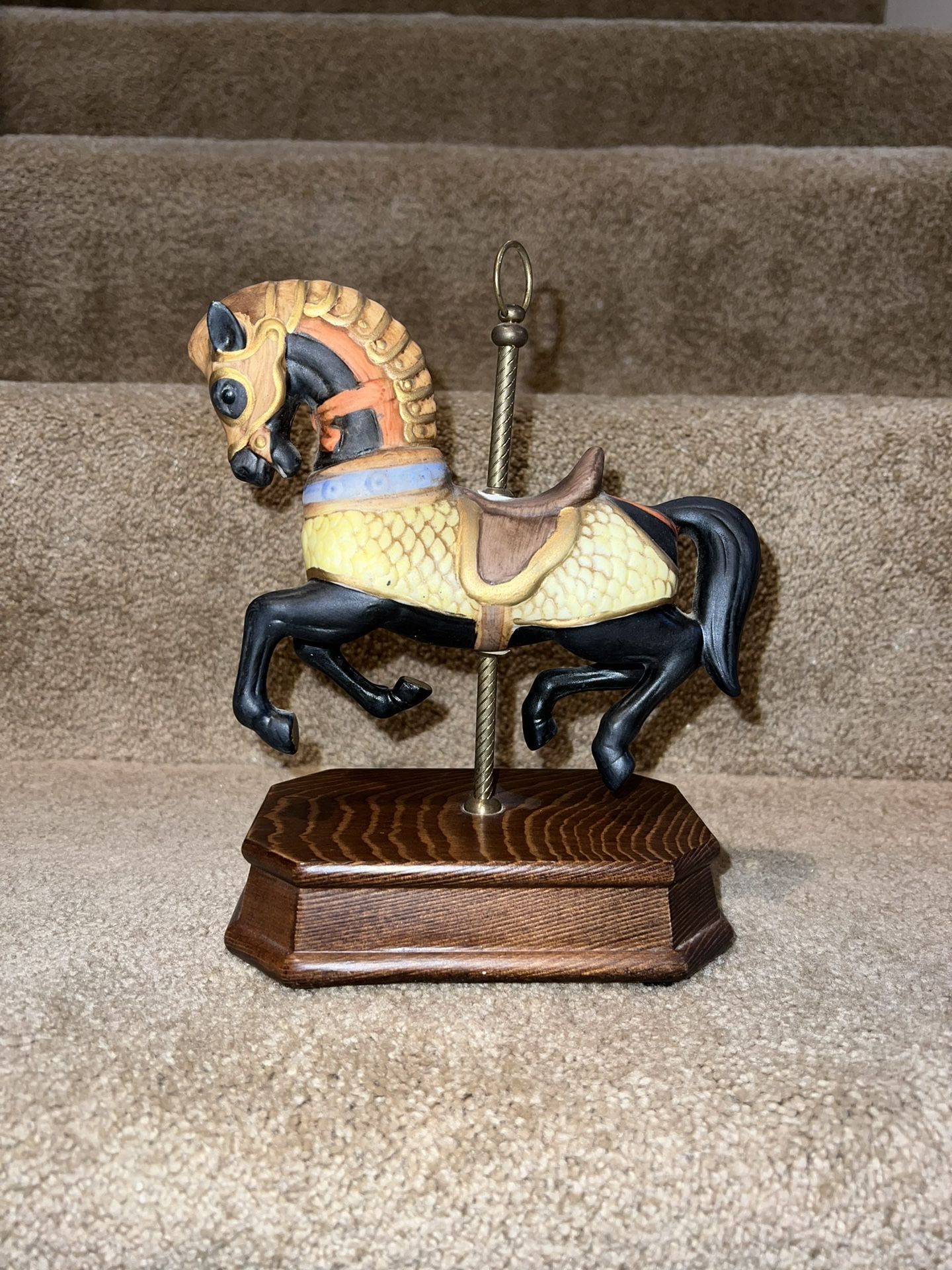 Carousel Collection  Music Box Vintage Horse Black Mane