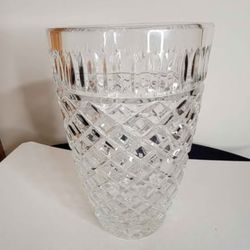 Large 10" Heavy Lead Cut Crystal Vase - Lismore Style Diamond Pattern