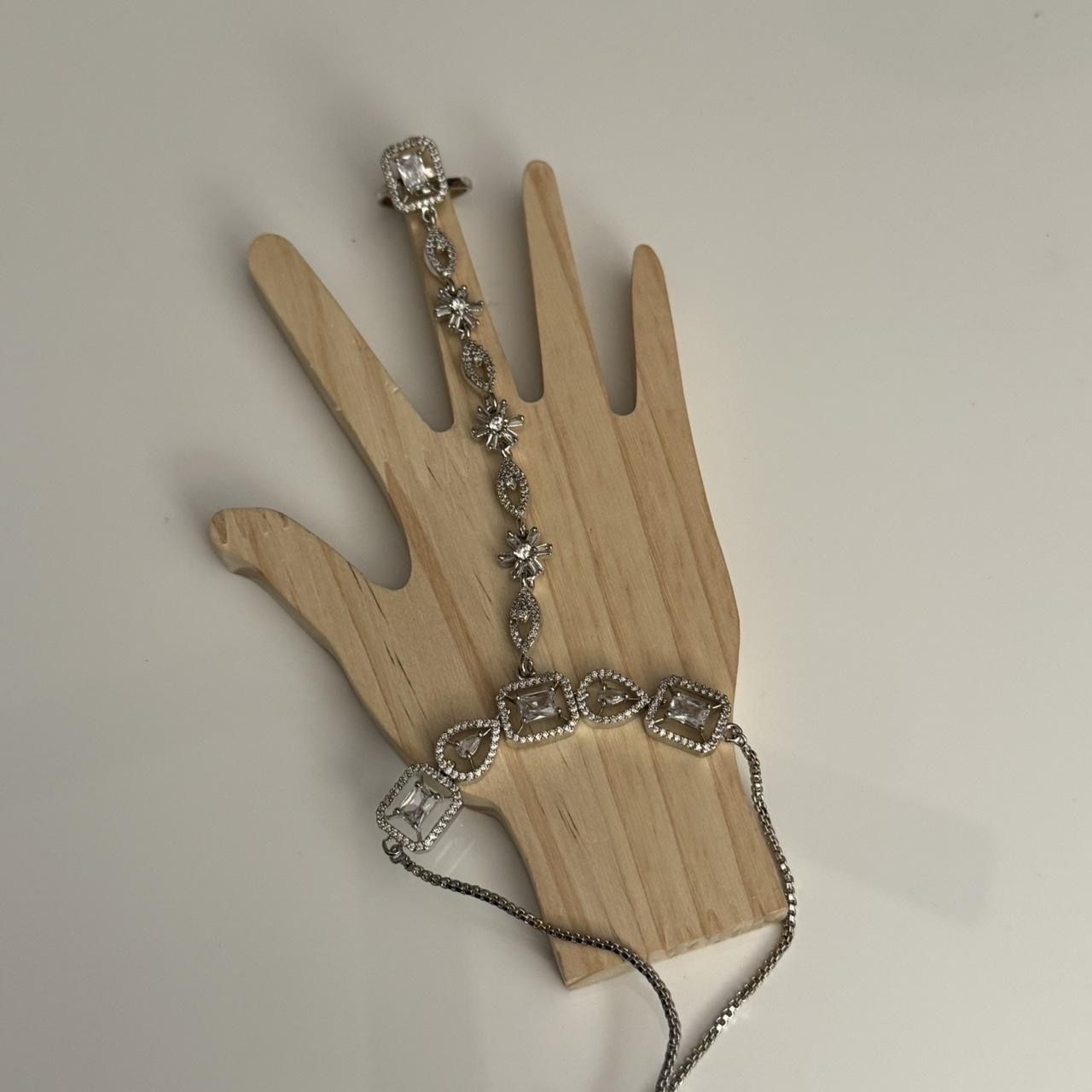 New | Indian AD Silver Ring Hand Bracelet