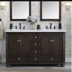On Sale Last One Left , Allen & Roth 60” Vanity In Coffee Oak
