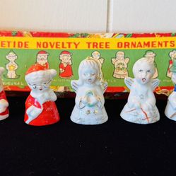 Vintage Yuletide Novelty Christmas Tree Ornaments Japan Set w/ Box 50’s/60’s