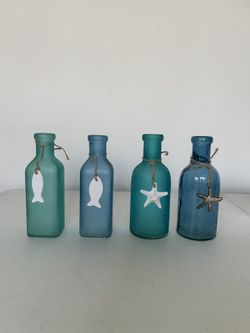 Set Of Coastal Beach Decorative Bottles 