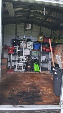 Shed Picker's Jackpot: Ryobi Generator, Industrial Ladders, Tools & Equipment Lot