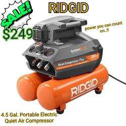 RIDGID

4.5 Gal. Portable Electric Quiet Air Compressor

