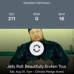 (2) Tickets - Jellyroll and Warren Zeiders Concert - Climate Pledge 8/31/24, Aisle Seats