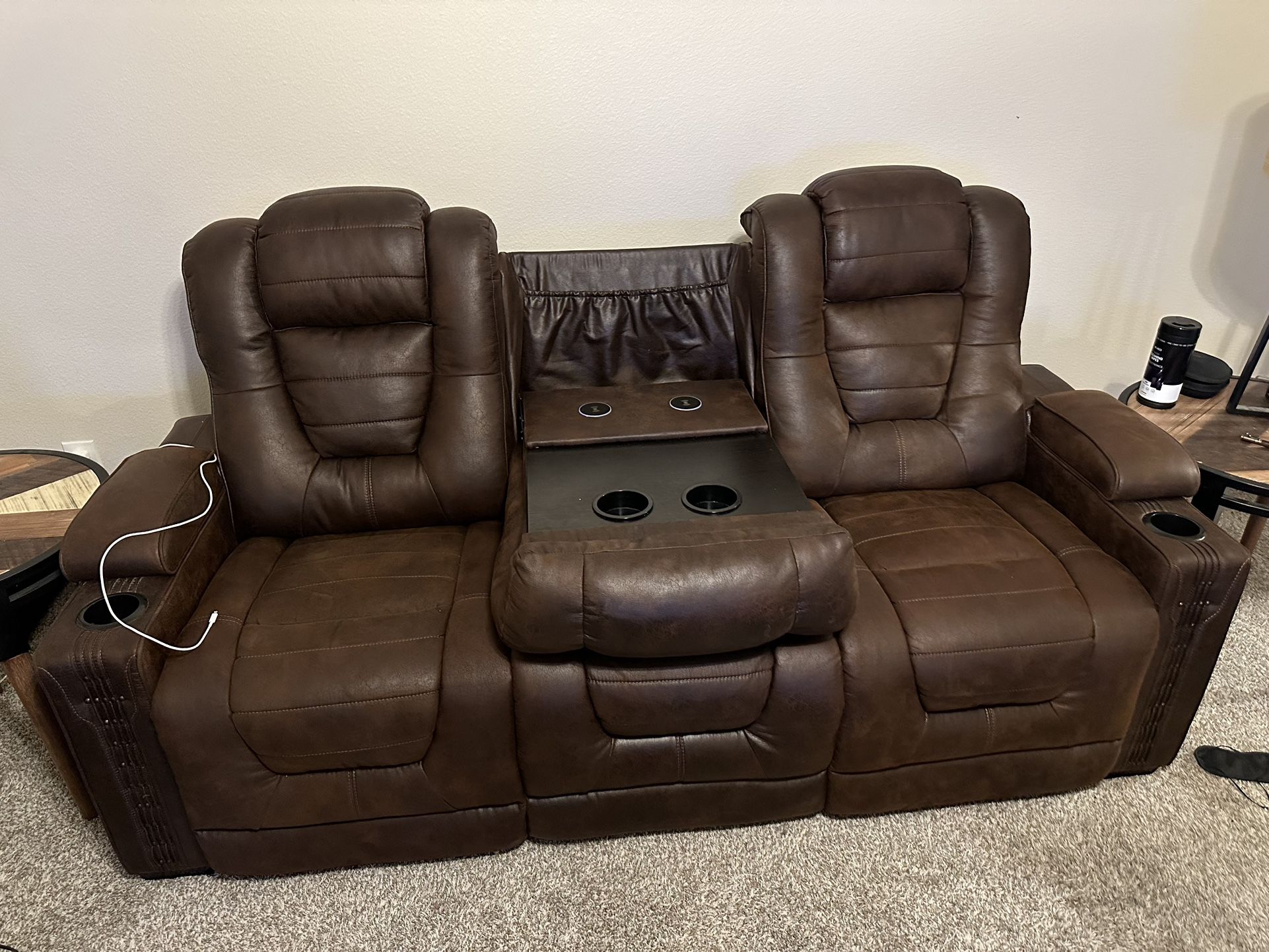 Three Seater Leather Couch + Loveseat 