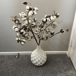 White vase with cotton