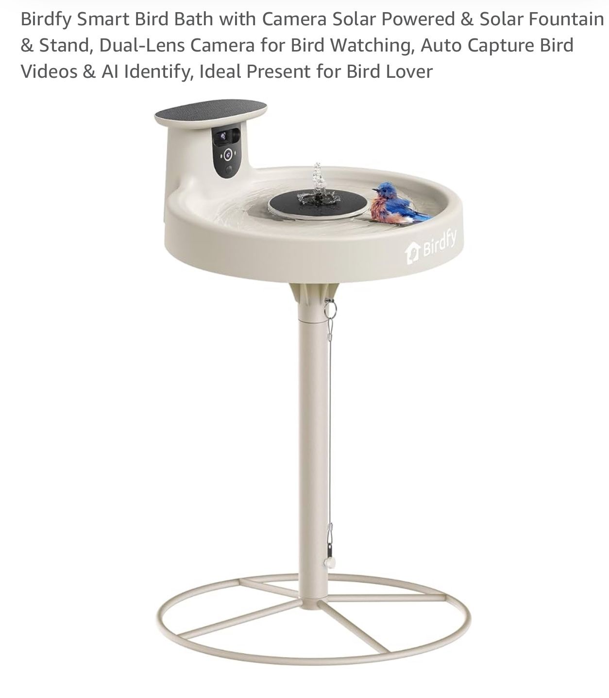 Solar Powered Bird Watch Camera With Solar Fountain And Stand, New