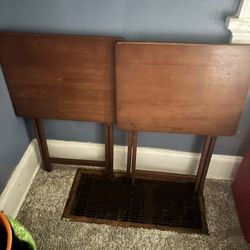 2 Brown Wooden Chairs 