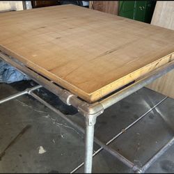 Maple Top Work Table with steel frame on wheels Commercial Butcher Block Workbench for garage warehouses home office restaurant kitchen L50”*W40”*H34”