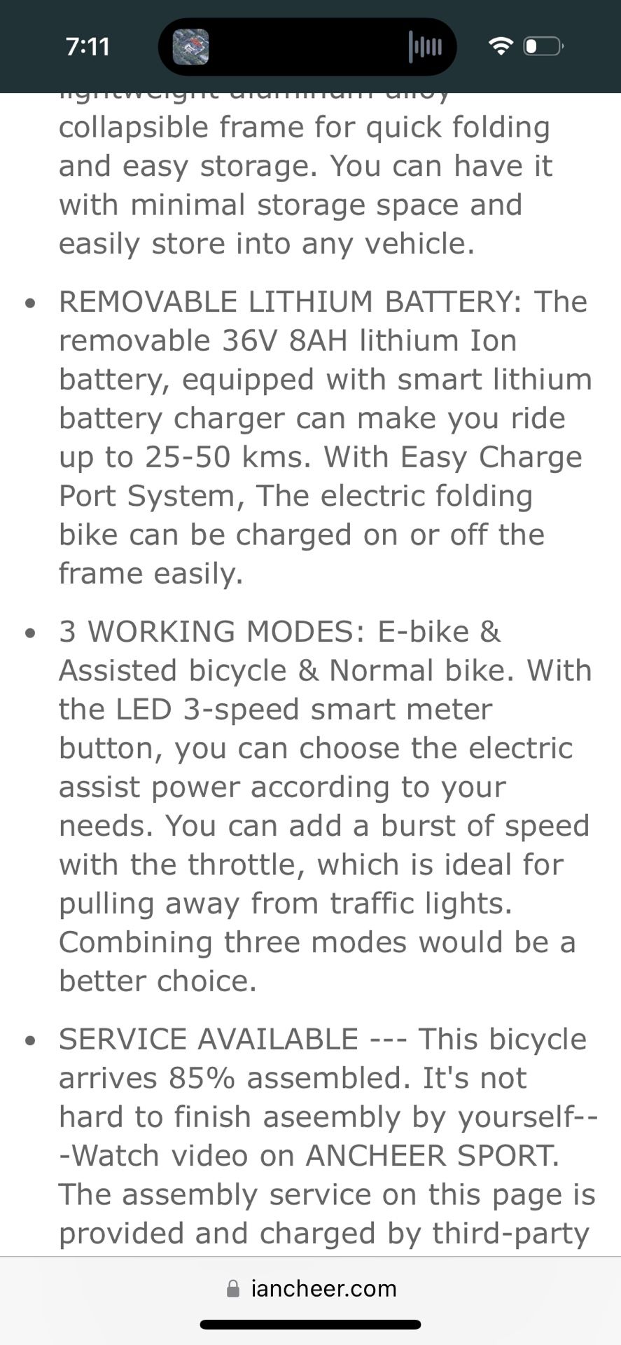 20”ancheer Electric Bike