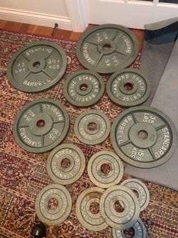 Set of 255 Lbs Olympic weights plates
