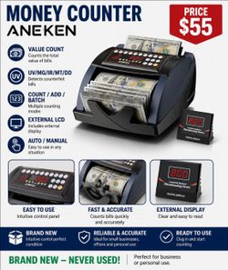 NEW ANEKEN Money Counter with Counterfeit Detection – $55