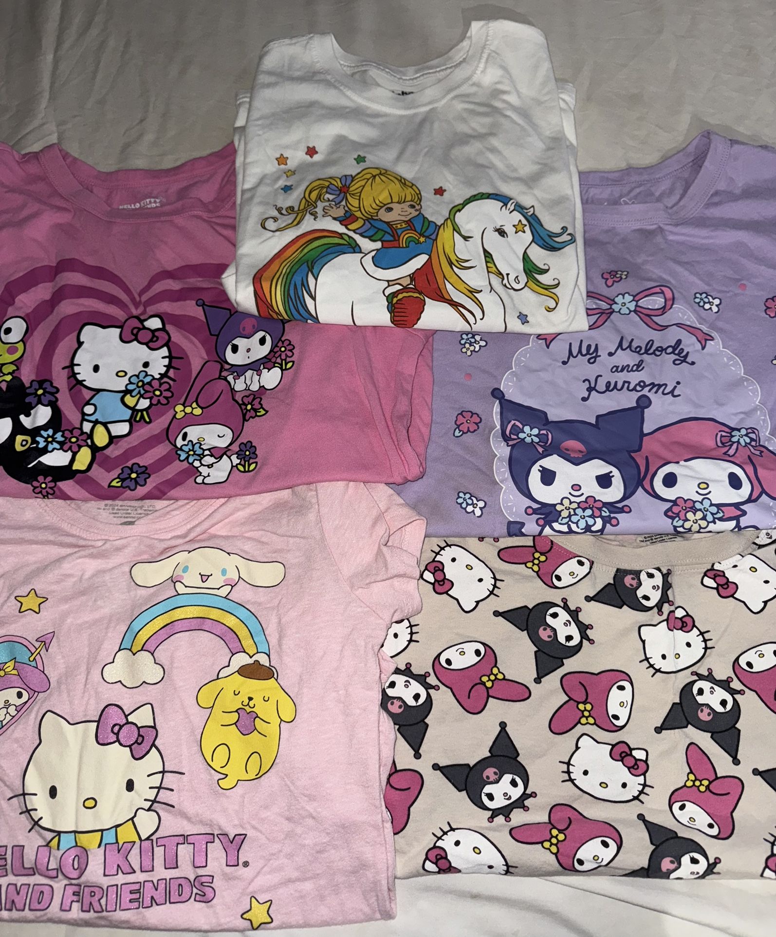 5 Girls L-XL (size) Hello Kitty Kuromi + Rainbow Brite Bundle