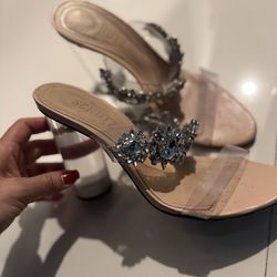 Clear heels with crystals