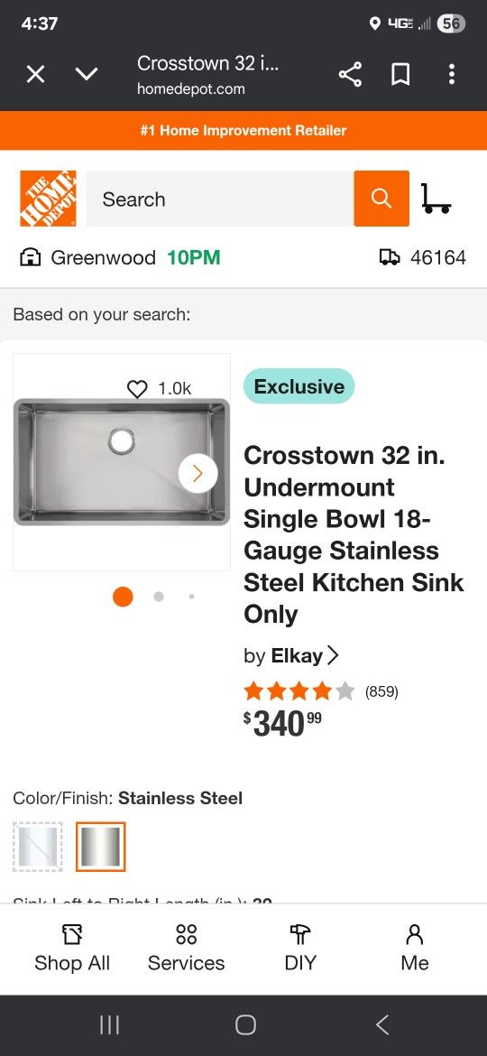 Crosstown 32 in. Undermount Single Bowl 18-Gauge Stainless Steel Kitchen Sink Only