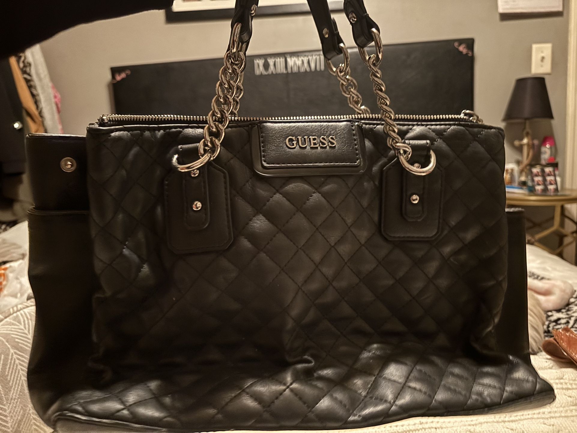 GUESS Black Purse With Cheetah Inside