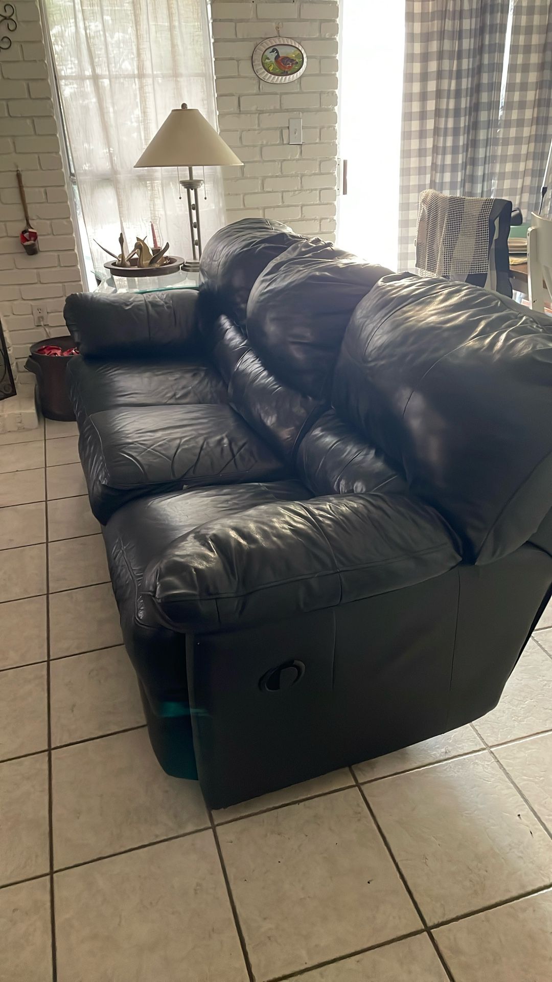 Black Leather Sofa And Love Seat