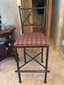 Bar stool $20 solid iron with plastic cover foot rest.