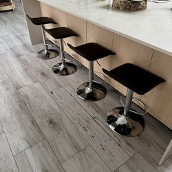 4 Brown & Chrome Adjustable Bar Stools