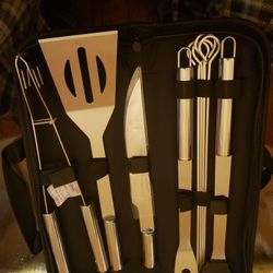Home-Complete BBQ Grill Tool Set- Stainless Steel Barbecue Grilling Accessories with 7 Utensils and