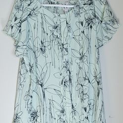 Petite XXL Worthington Women's Floral Print Mint Green Top NWT