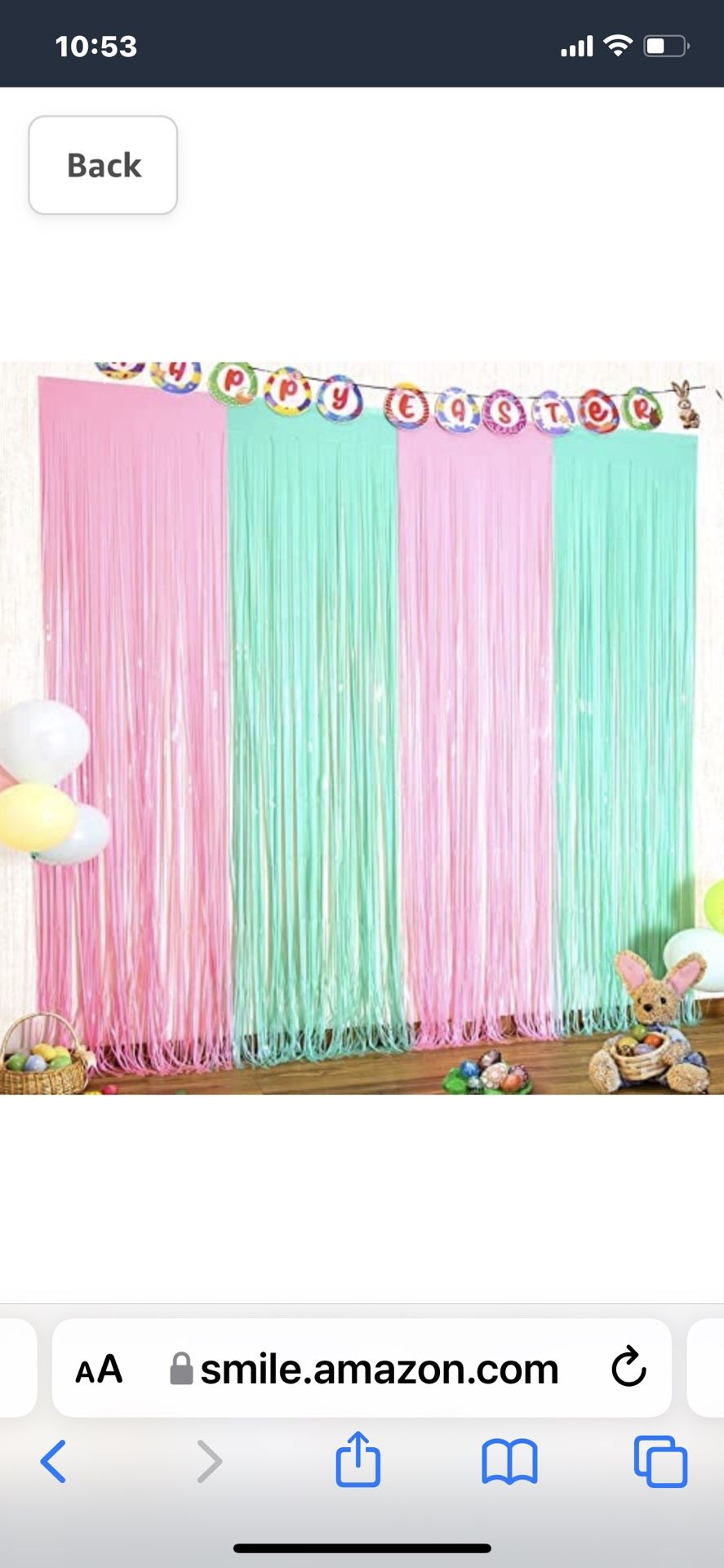 LOLStar 2 Pack Easter Theme Foil Fringe Curtains Easter Party Decorations 3.3x8.2 ft Pink and Light BlueTinsel Curtains Colorful Photo Booth Prop Stre
